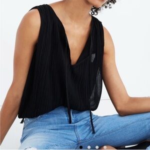 Madewell Black Pleated Tank Top Medium